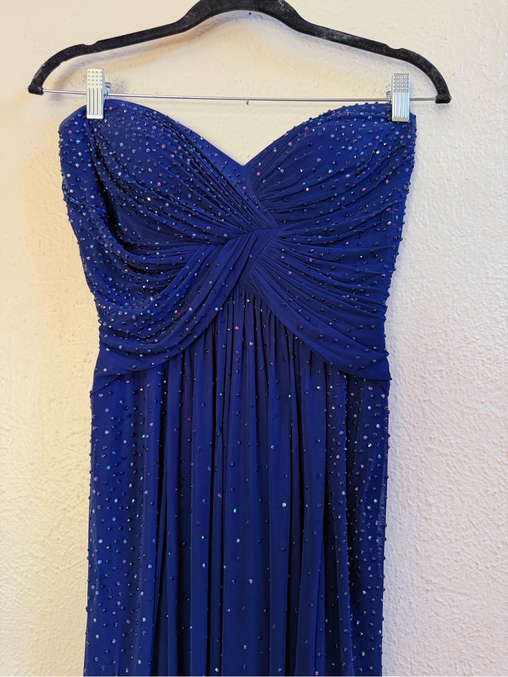 La Femme blue strapless beaded maxi dress - Picture 5 of 10